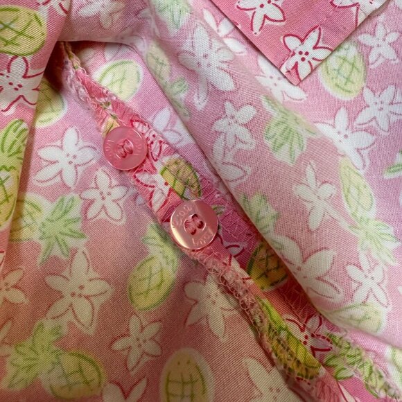 Vintage Lilly Pulitzer Pink Pineapple Floral Button Down Shirt Size 12 EUC - Picture 6 of 11